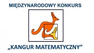 Logo konkursu Kangur Matematyczny. Kangur w prostokącie z nazwą konkursu.